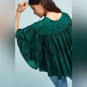 Anthropologie Tiered Silk Blouse by Ne Quittez Pas XS / S NWT Retail.158